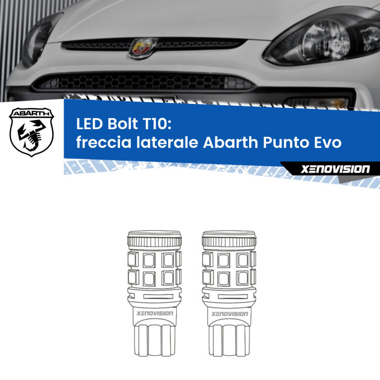 <strong>Freccia laterale LED per Abarth Punto Evo</strong>  2010 - 2014. Coppia lampade <strong>T10</strong> modello Bolt canbus.