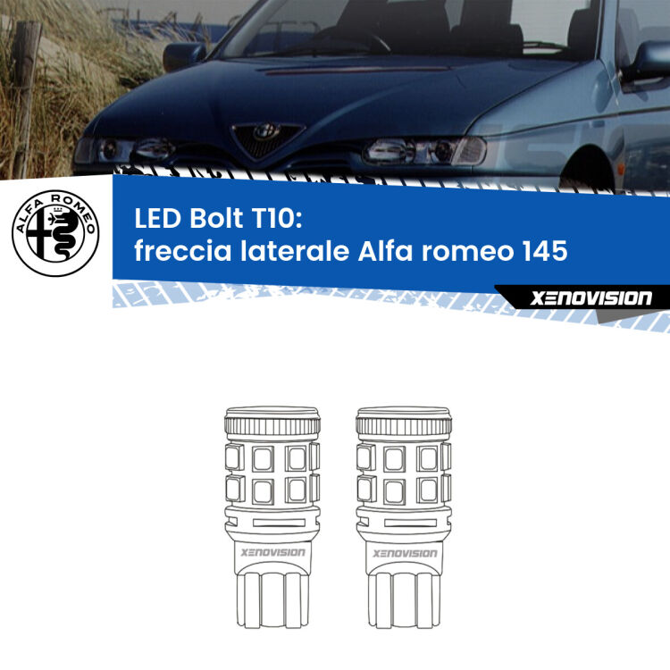 <strong>Freccia laterale LED per Alfa romeo 145</strong>  1994 - 2001. Coppia lampade <strong>T10</strong> modello Bolt canbus.