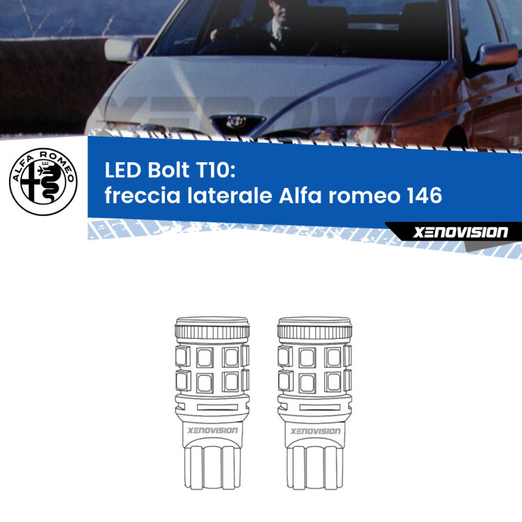 <strong>Freccia laterale LED per Alfa romeo 146</strong>  1994 - 2001. Coppia lampade <strong>T10</strong> modello Bolt canbus.