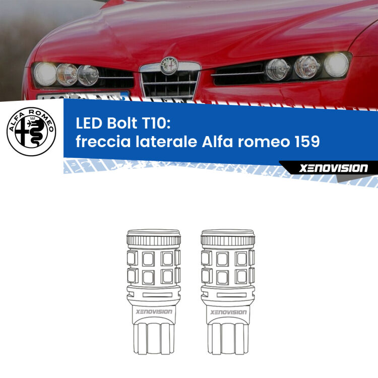 <strong>Freccia laterale LED per Alfa romeo 159</strong>  2005 - 2012. Coppia lampade <strong>T10</strong> modello Bolt canbus.