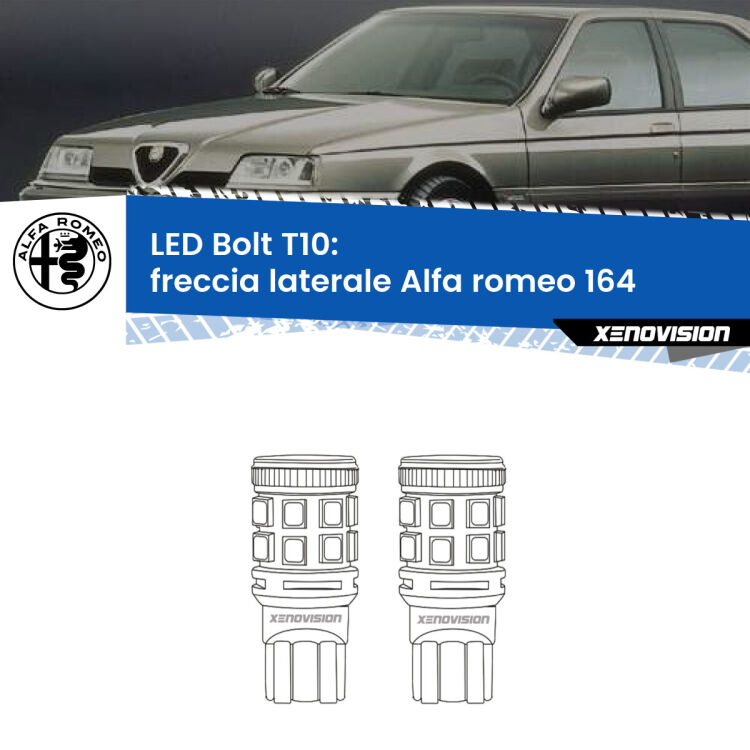 <strong>Freccia laterale LED per Alfa romeo 164</strong>  1987 - 1998. Coppia lampade <strong>T10</strong> modello Bolt canbus.