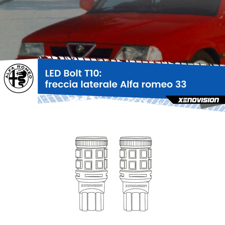 <strong>Freccia laterale LED per Alfa romeo 33</strong>  1990 - 1994. Coppia lampade <strong>T10</strong> modello Bolt canbus.