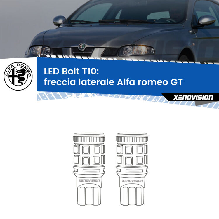 <strong>Freccia laterale LED per Alfa romeo GT</strong>  2003 - 2010. Coppia lampade <strong>T10</strong> modello Bolt canbus.