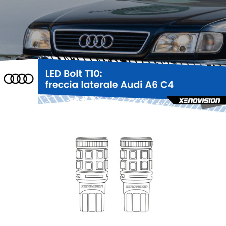 <strong>Freccia laterale LED per Audi A6</strong> C4 1994 - 1997. Coppia lampade <strong>T10</strong> modello Bolt canbus.