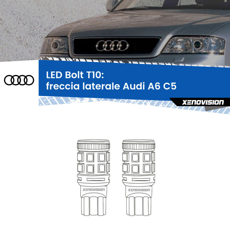 <strong>Freccia laterale LED per Audi A6</strong> C5 1997 - 2004. Coppia lampade <strong>T10</strong> modello Bolt canbus.