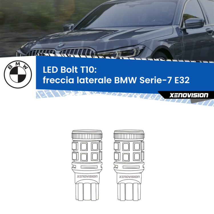 <strong>Freccia laterale LED per BMW Serie-7</strong> E32 1986 - 1993. Coppia lampade <strong>T10</strong> modello Bolt canbus.