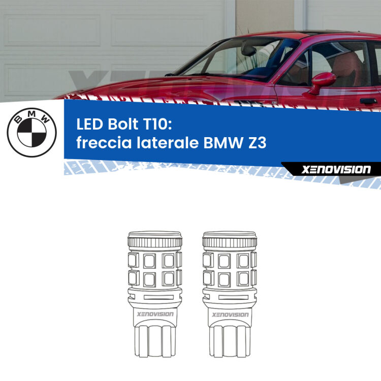 <strong>Freccia laterale LED per BMW Z3</strong>  faro giallo. Coppia lampade <strong>T10</strong> modello Bolt canbus.