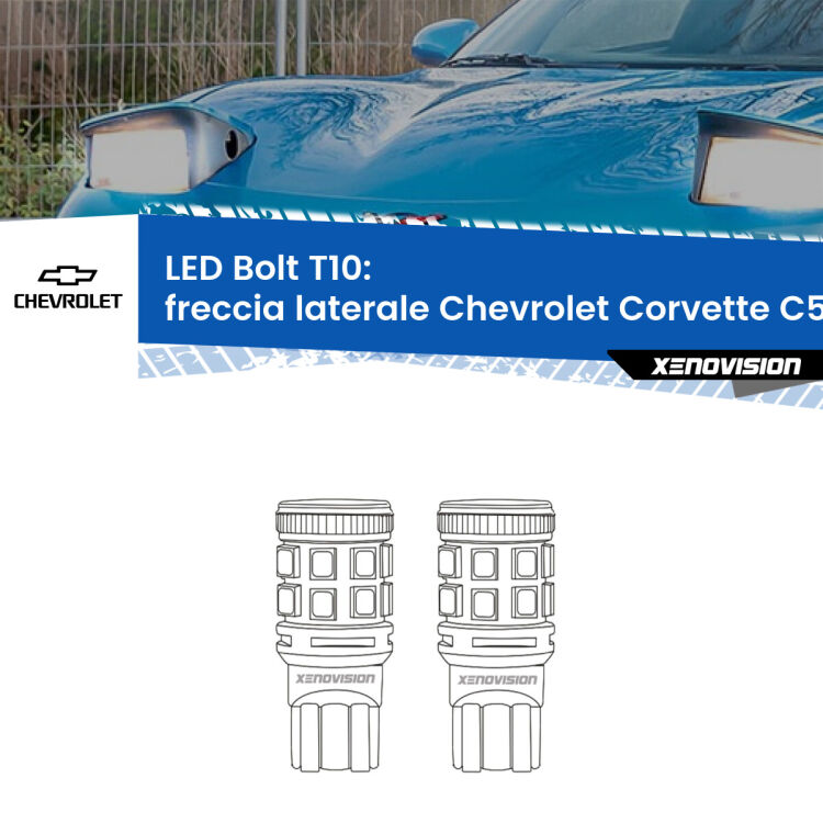 <strong>Freccia laterale LED per Chevrolet Corvette</strong> C5 1997 - 2004. Coppia lampade <strong>T10</strong> modello Bolt canbus.