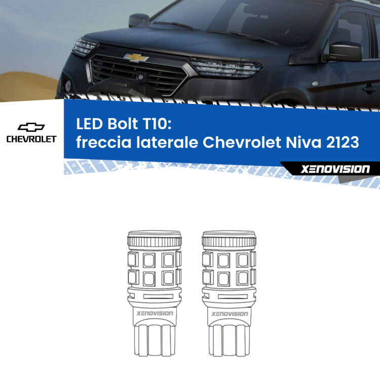 <strong>Freccia laterale LED per Chevrolet Niva</strong> 2123 faro giallo. Coppia lampade <strong>T10</strong> modello Bolt canbus.