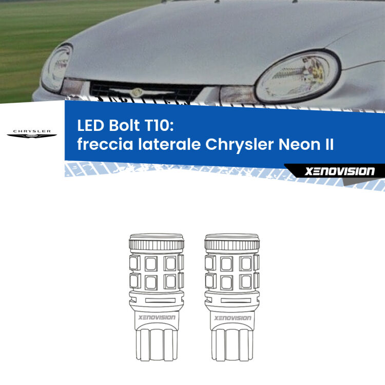 <strong>Freccia laterale LED per Chrysler Neon II</strong>  1999 - 2006. Coppia lampade <strong>T10</strong> modello Bolt canbus.