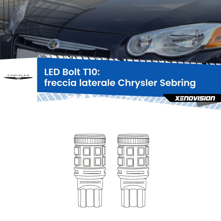 <strong>Freccia laterale LED per Chrysler Sebring</strong>  2001 - 2007. Coppia lampade <strong>T10</strong> modello Bolt canbus.