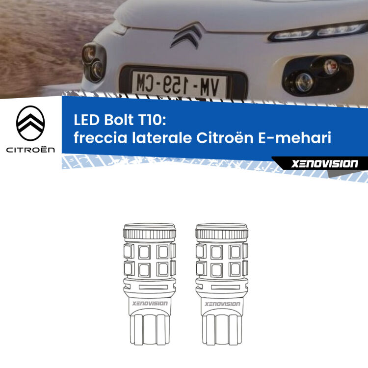 <strong>Freccia laterale LED per Citroën E-mehari</strong>  2016 in poi. Coppia lampade <strong>T10</strong> modello Bolt canbus.