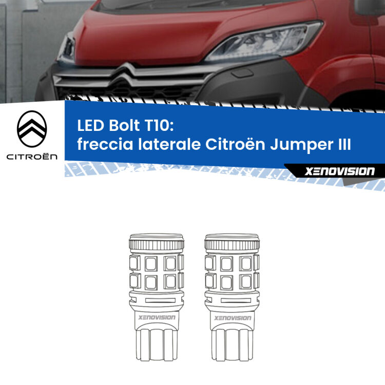 <strong>Freccia laterale LED per Citroën Jumper</strong> III in poi. Coppia lampade <strong>T10</strong> modello Bolt canbus.