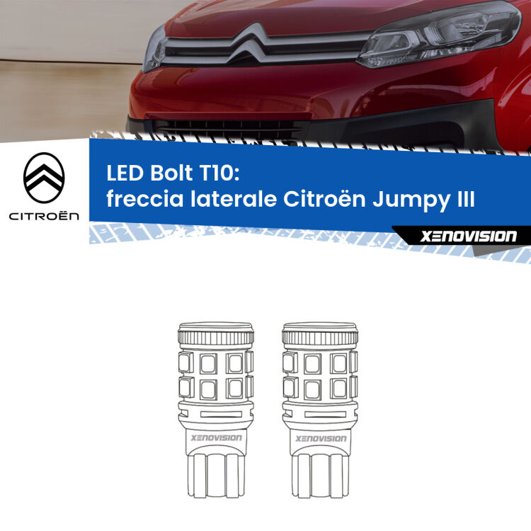 <strong>Freccia laterale LED per Citroën Jumpy</strong> III 1998 in poi. Coppia lampade <strong>T10</strong> modello Bolt canbus.