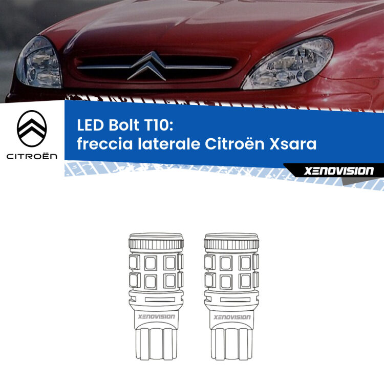 <strong>Freccia laterale LED per Citroën Xsara</strong>  faro giallo. Coppia lampade <strong>T10</strong> modello Bolt canbus.