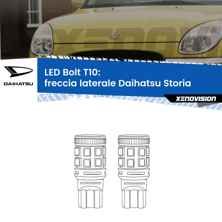 <strong>Freccia laterale LED per Daihatsu Storia</strong>  1998 - 2005. Coppia lampade <strong>T10</strong> modello Bolt canbus.