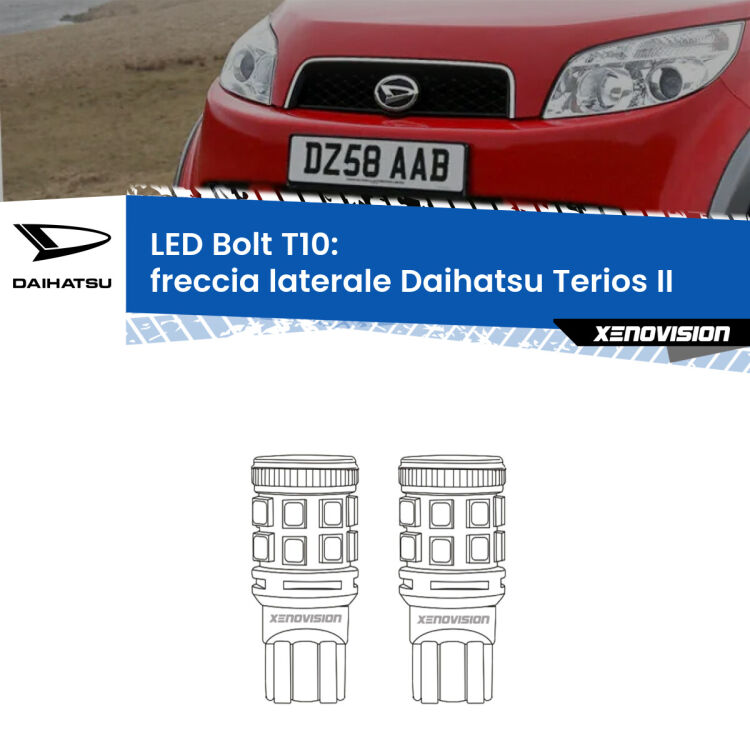 <strong>Freccia laterale LED per Daihatsu Terios</strong> II 2005 - 2009. Coppia lampade <strong>T10</strong> modello Bolt canbus.