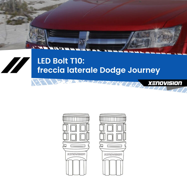 <strong>Freccia laterale LED per Dodge Journey</strong>  2008 - 2015. Coppia lampade <strong>T10</strong> modello Bolt canbus.