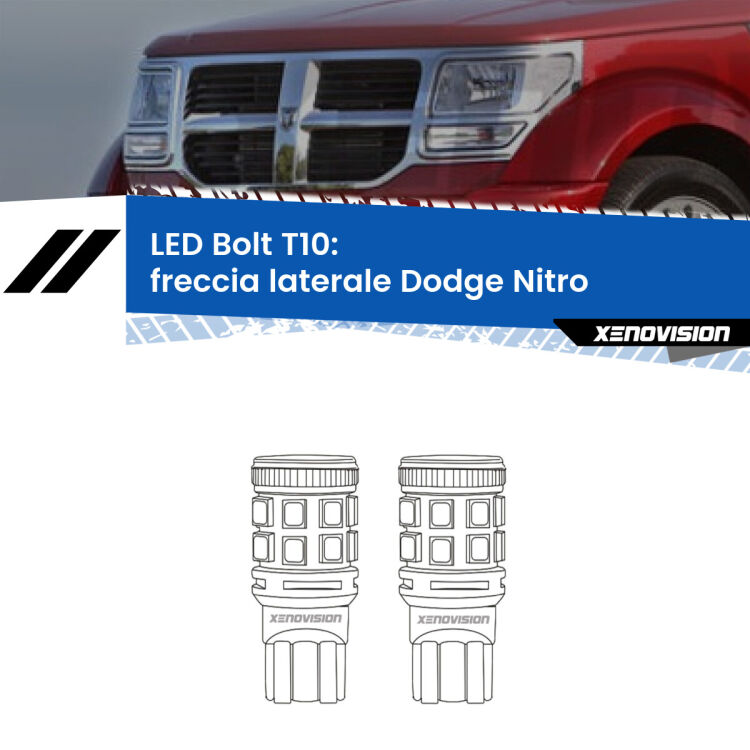 <strong>Freccia laterale LED per Dodge Nitro</strong>  2006 - 2012. Coppia lampade <strong>T10</strong> modello Bolt canbus.