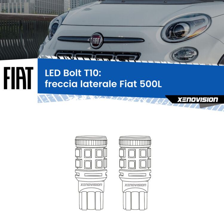 <strong>Freccia laterale LED per Fiat 500L</strong>  2012 - 2018. Coppia lampade <strong>T10</strong> modello Bolt canbus.