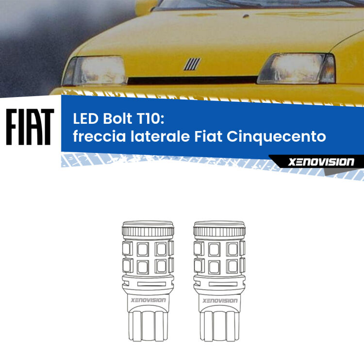 <strong>Freccia laterale LED per Fiat Cinquecento</strong>  1991 - 1999. Coppia lampade <strong>T10</strong> modello Bolt canbus.