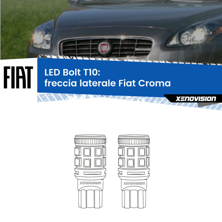 <strong>Freccia laterale LED per Fiat Croma</strong>  2005 - 2010. Coppia lampade <strong>T10</strong> modello Bolt canbus.