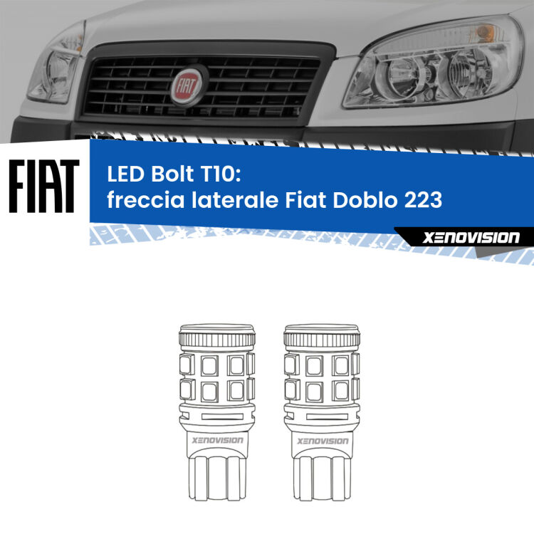 <strong>Freccia laterale LED per Fiat Doblo</strong> 223 2000 - 2010. Coppia lampade <strong>T10</strong> modello Bolt canbus.