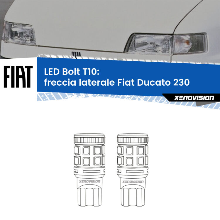 <strong>Freccia laterale LED per Fiat Ducato</strong> 230 1994 - 2002. Coppia lampade <strong>T10</strong> modello Bolt canbus.