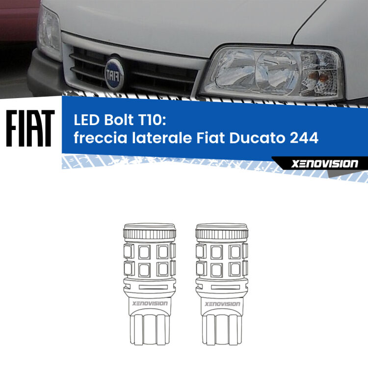 <strong>Freccia laterale LED per Fiat Ducato</strong> 244 faro giallo. Coppia lampade <strong>T10</strong> modello Bolt canbus.