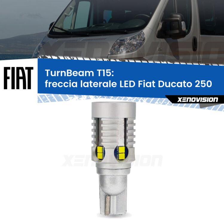 <strong>LED freccia laterale Fiat Ducato </strong>250. Una lampada LED T15 per Frecce, ottima resa in ogni direzione, Qualità Massima.