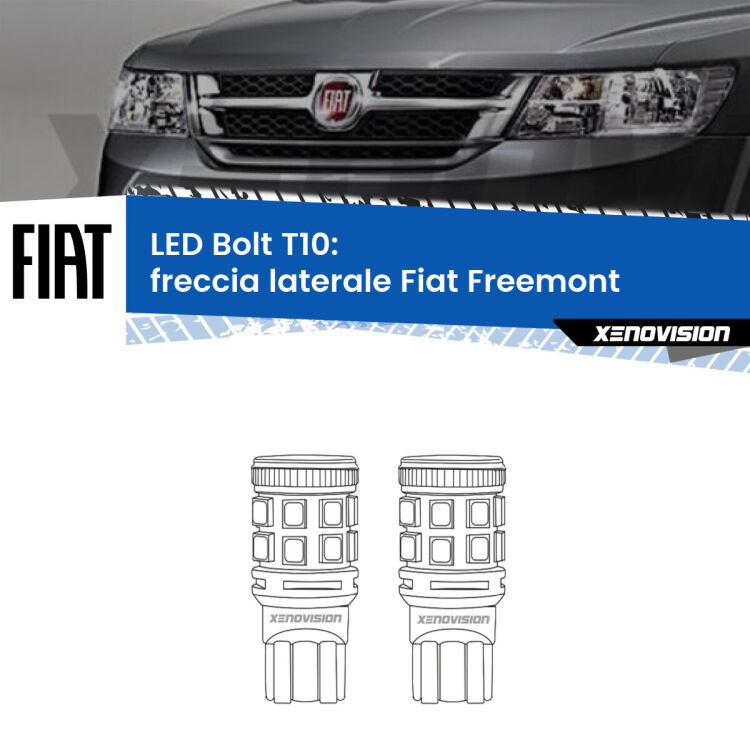 <strong>Freccia laterale LED per Fiat Freemont</strong>  2011 - 2016. Coppia lampade <strong>T10</strong> modello Bolt canbus.