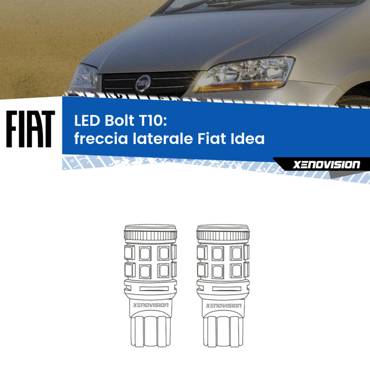 <strong>Freccia laterale LED per Fiat Idea</strong>  2003 - 2015. Coppia lampade <strong>T10</strong> modello Bolt canbus.