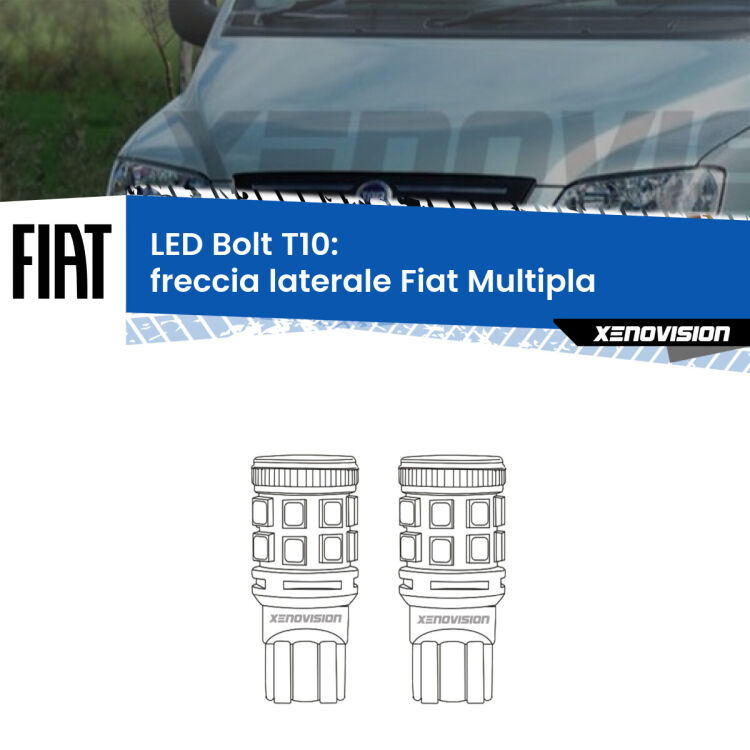 <strong>Freccia laterale LED per Fiat Multipla</strong>  1999 - 2010. Coppia lampade <strong>T10</strong> modello Bolt canbus.