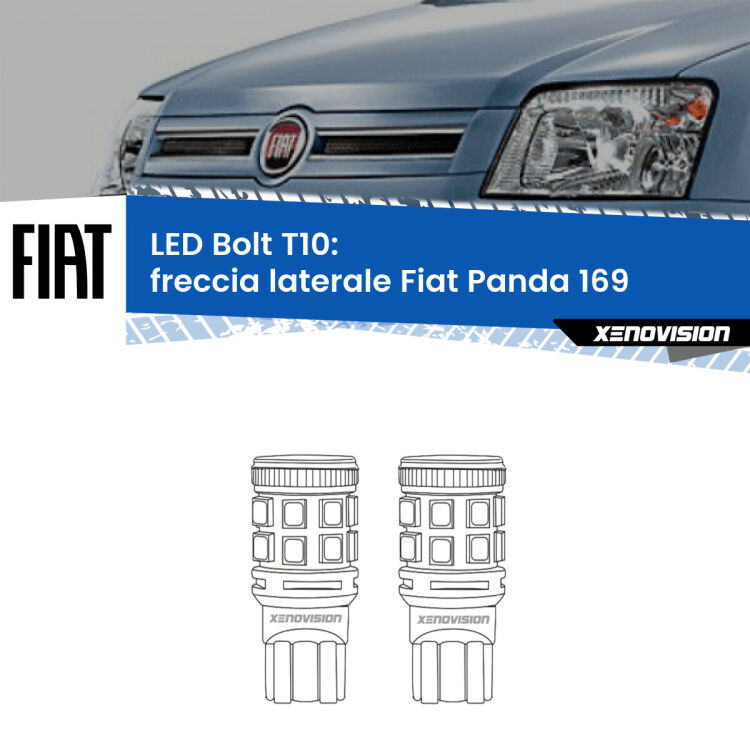 <strong>Freccia laterale LED per Fiat Panda</strong> 169 2003 - 2012. Coppia lampade <strong>T10</strong> modello Bolt canbus.