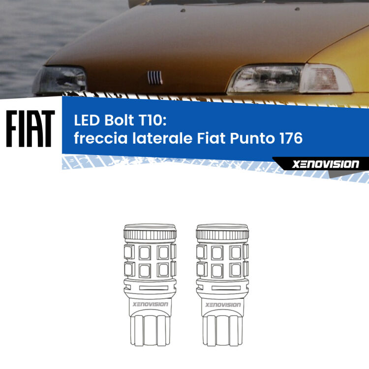 <strong>Freccia laterale LED per Fiat Punto</strong> 176 1993 - 1999. Coppia lampade <strong>T10</strong> modello Bolt canbus.