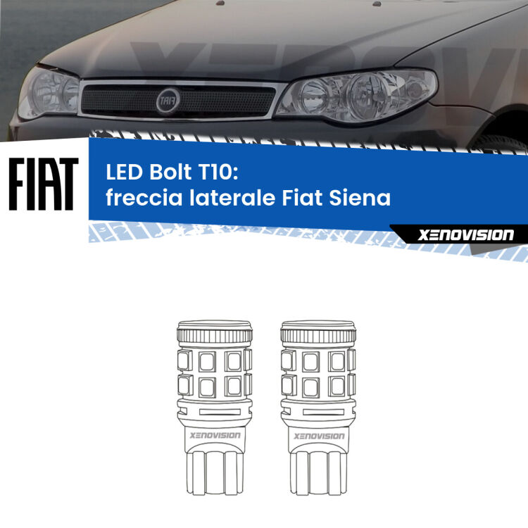 <strong>Freccia laterale LED per Fiat Siena</strong>  1996 - 2012. Coppia lampade <strong>T10</strong> modello Bolt canbus.