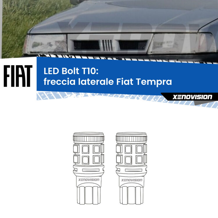 <strong>Freccia laterale LED per Fiat Tempra</strong>  1990 - 1996. Coppia lampade <strong>T10</strong> modello Bolt canbus.