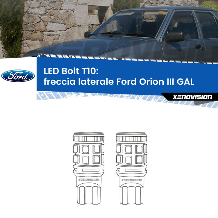 <strong>Freccia laterale LED per Ford Orion III</strong> GAL 1990 - 1993. Coppia lampade <strong>T10</strong> modello Bolt canbus.