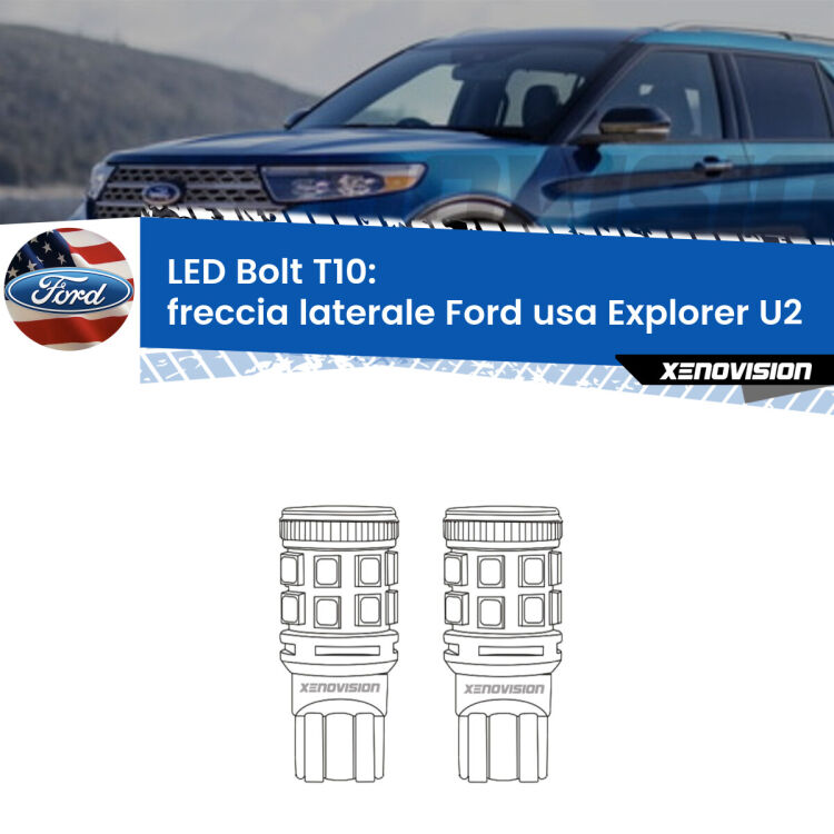 <strong>Freccia laterale LED per Ford usa Explorer</strong> U2 1995 - 2001. Coppia lampade <strong>T10</strong> modello Bolt canbus.