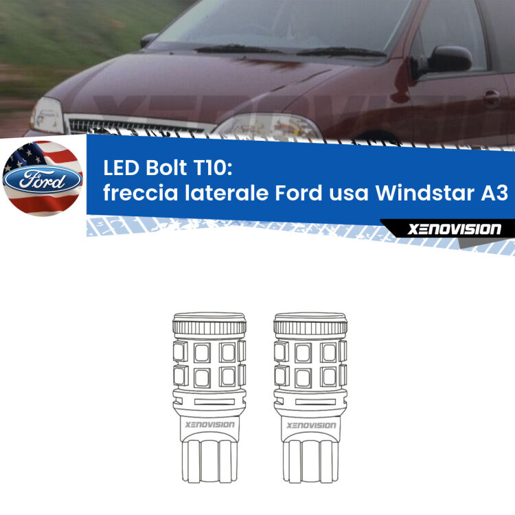 <strong>Freccia laterale LED per Ford usa Windstar</strong> A3 1995 - 2000. Coppia lampade <strong>T10</strong> modello Bolt canbus.