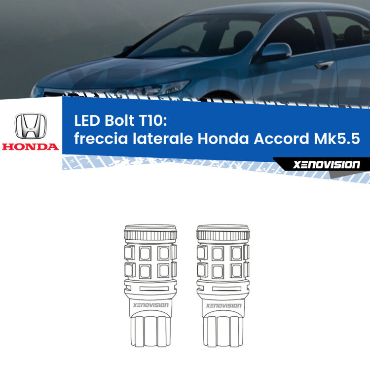 <strong>Freccia laterale LED per Honda Accord</strong> Mk5.5 1996 - 1998. Coppia lampade <strong>T10</strong> modello Bolt canbus.