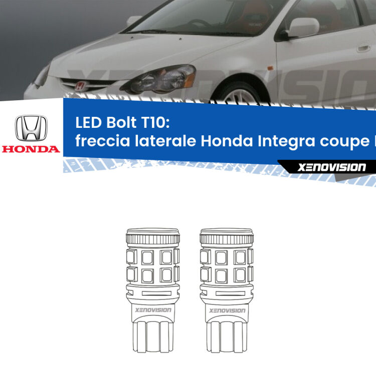 <strong>Freccia laterale LED per Honda Integra coupe</strong> DC2, DC4 1997 - 2001. Coppia lampade <strong>T10</strong> modello Bolt canbus.