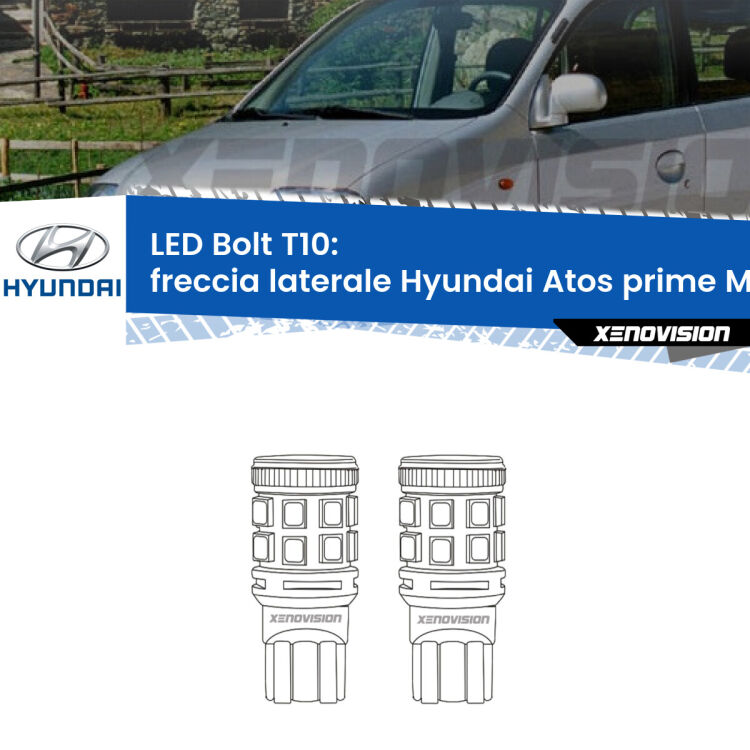 <strong>Freccia laterale LED per Hyundai Atos prime</strong> MX 1997 - 2008. Coppia lampade <strong>T10</strong> modello Bolt canbus.