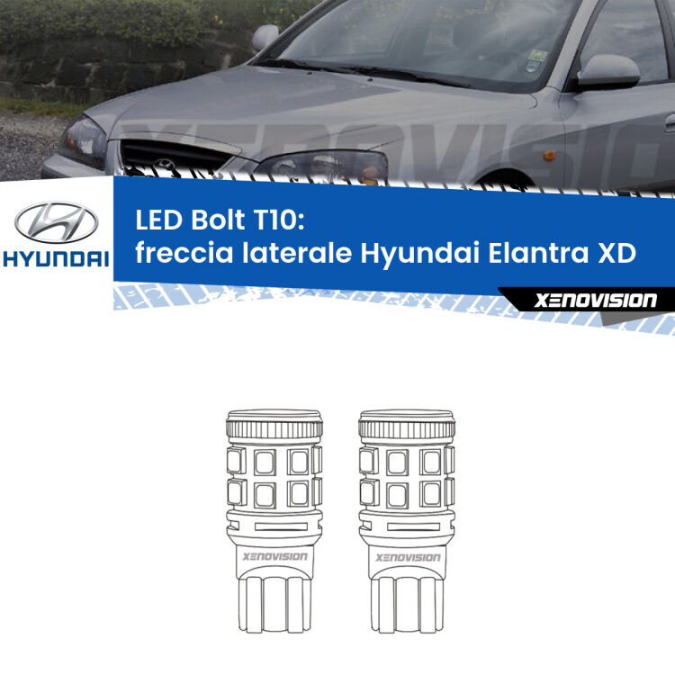 <strong>Freccia laterale LED per Hyundai Elantra</strong> XD 2000 - 2006. Coppia lampade <strong>T10</strong> modello Bolt canbus.