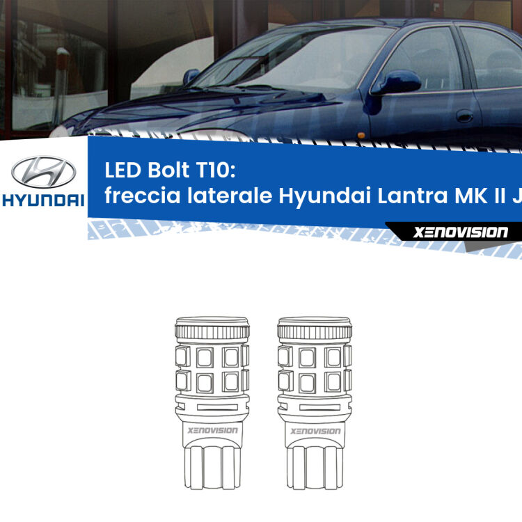 <strong>Freccia laterale LED per Hyundai Lantra MK II</strong> J-2 1995 - 2000. Coppia lampade <strong>T10</strong> modello Bolt canbus.