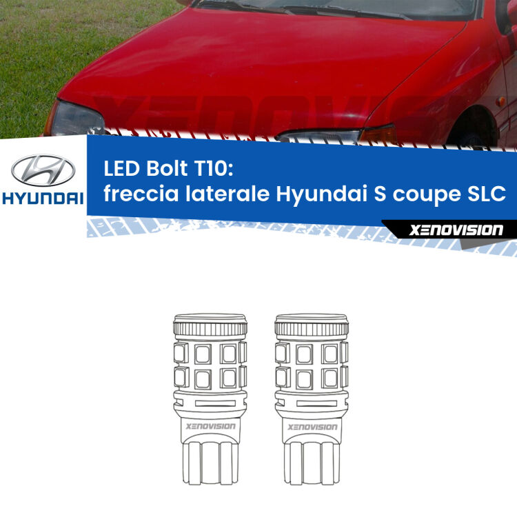 <strong>Freccia laterale LED per Hyundai S coupe</strong> SLC 1990 - 1996. Coppia lampade <strong>T10</strong> modello Bolt canbus.