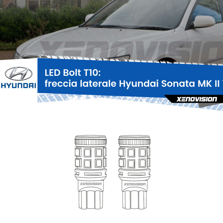 <strong>Freccia laterale LED per Hyundai Sonata MK II</strong> Y-3 1993 - 1998. Coppia lampade <strong>T10</strong> modello Bolt canbus.