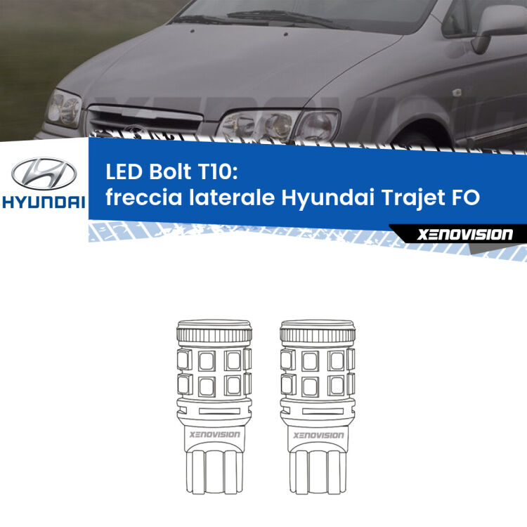 <strong>Freccia laterale LED per Hyundai Trajet</strong> FO 2000 - 2008. Coppia lampade <strong>T10</strong> modello Bolt canbus.