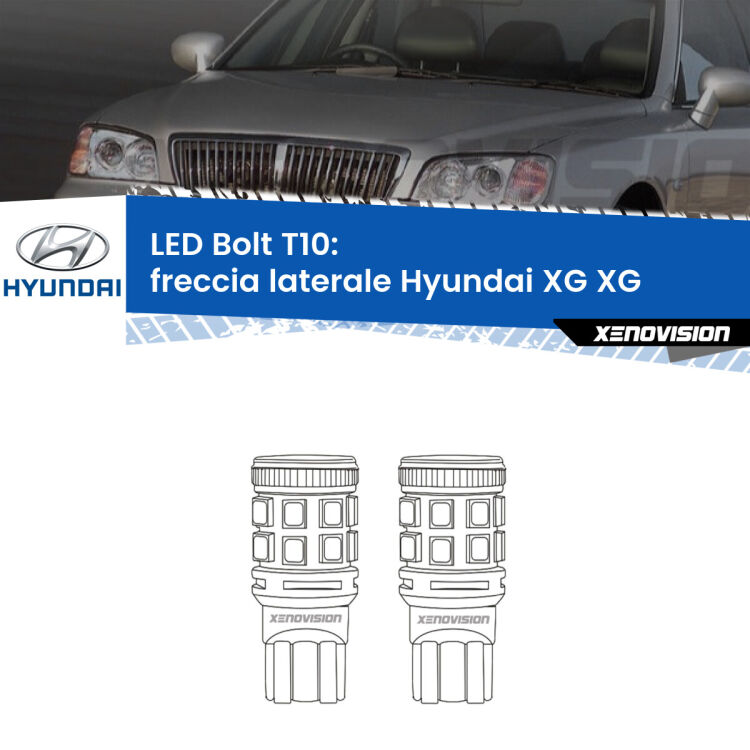 <strong>Freccia laterale LED per Hyundai XG</strong> XG 1998 - 2005. Coppia lampade <strong>T10</strong> modello Bolt canbus.