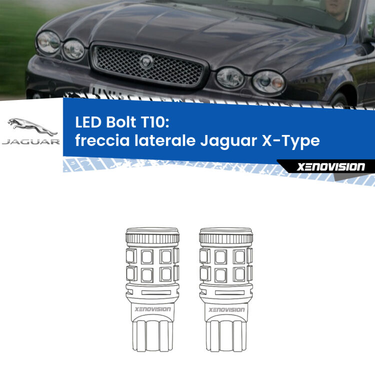 <strong>Freccia laterale LED per Jaguar X-Type</strong>  2001 - 2009. Coppia lampade <strong>T10</strong> modello Bolt canbus.